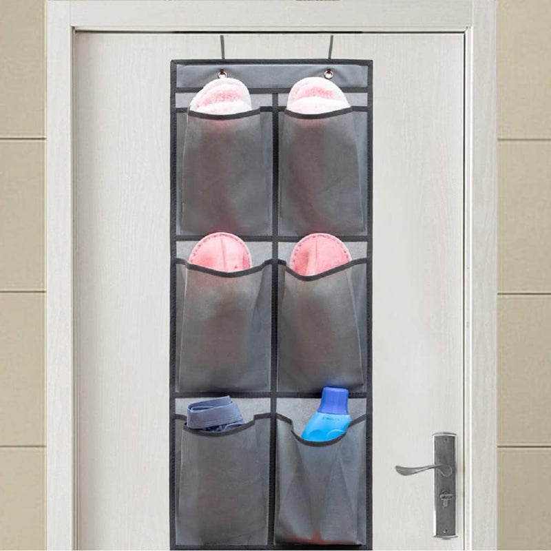 ANZORG 2 Packs Over The Door Hanging Closet Shoes Holder Organizer Shoe Storage Shoe Rack with 6 Pockets (Fabric Pockets) - Image 2